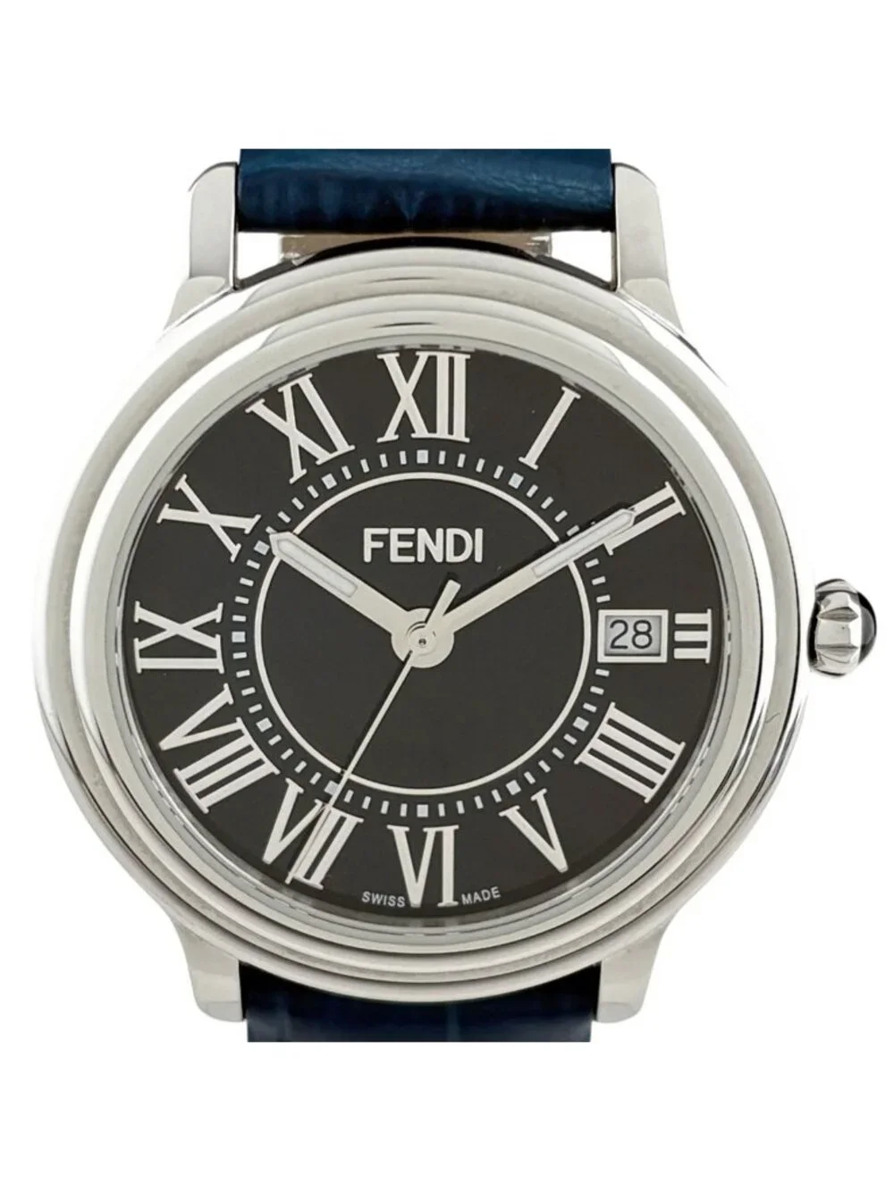 Fendi Wristwatch SS Leather Quartz Navy Watch